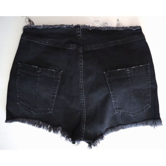 Ben Taverniti Unravel Project WMN Sz 28 Black Stonewash Denim Lace-Up Shorts - Picture 2 of 5